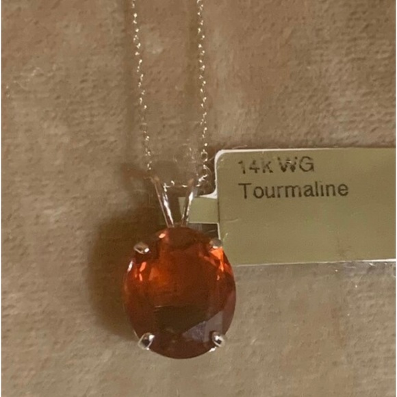 Tourmaline 14k White Gold Gemstone Pendant with a Chain Necklace - Picture 6 of 9